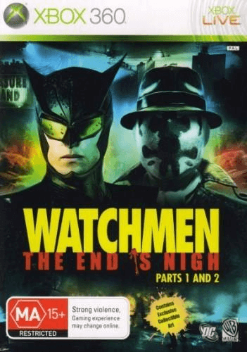 Watchmen The End is Nigh Parts 1 & 2 box art for Xbox 360